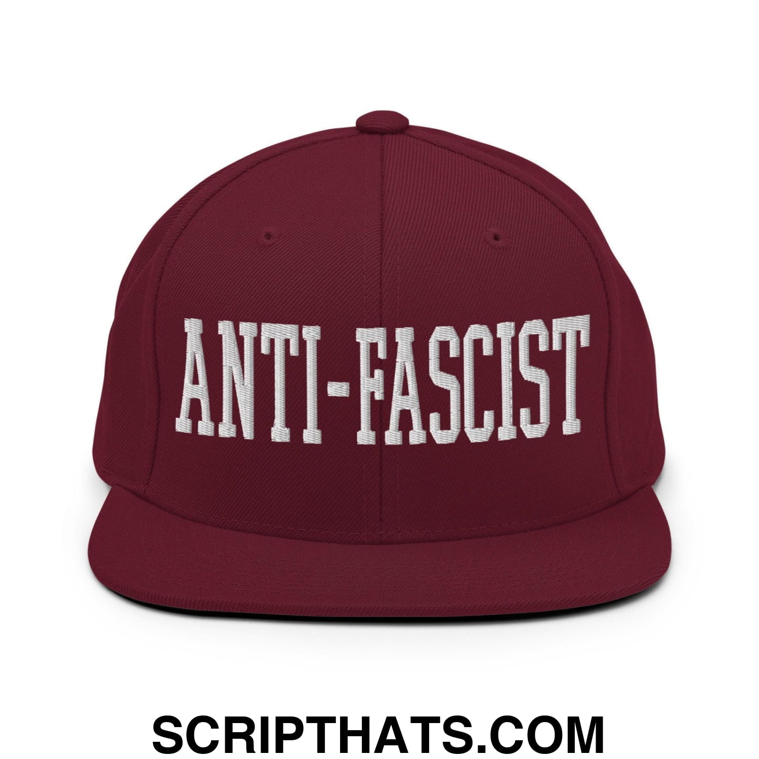 Anti-Fascist Block Snapback Hat Maroon