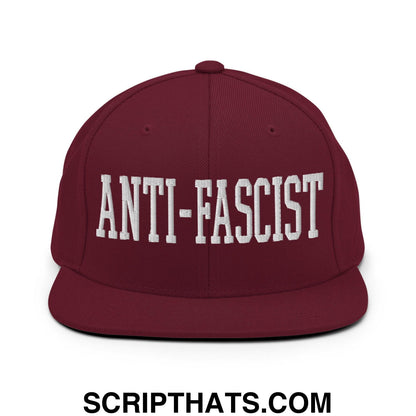 Anti-Fascist Block Snapback Hat Maroon