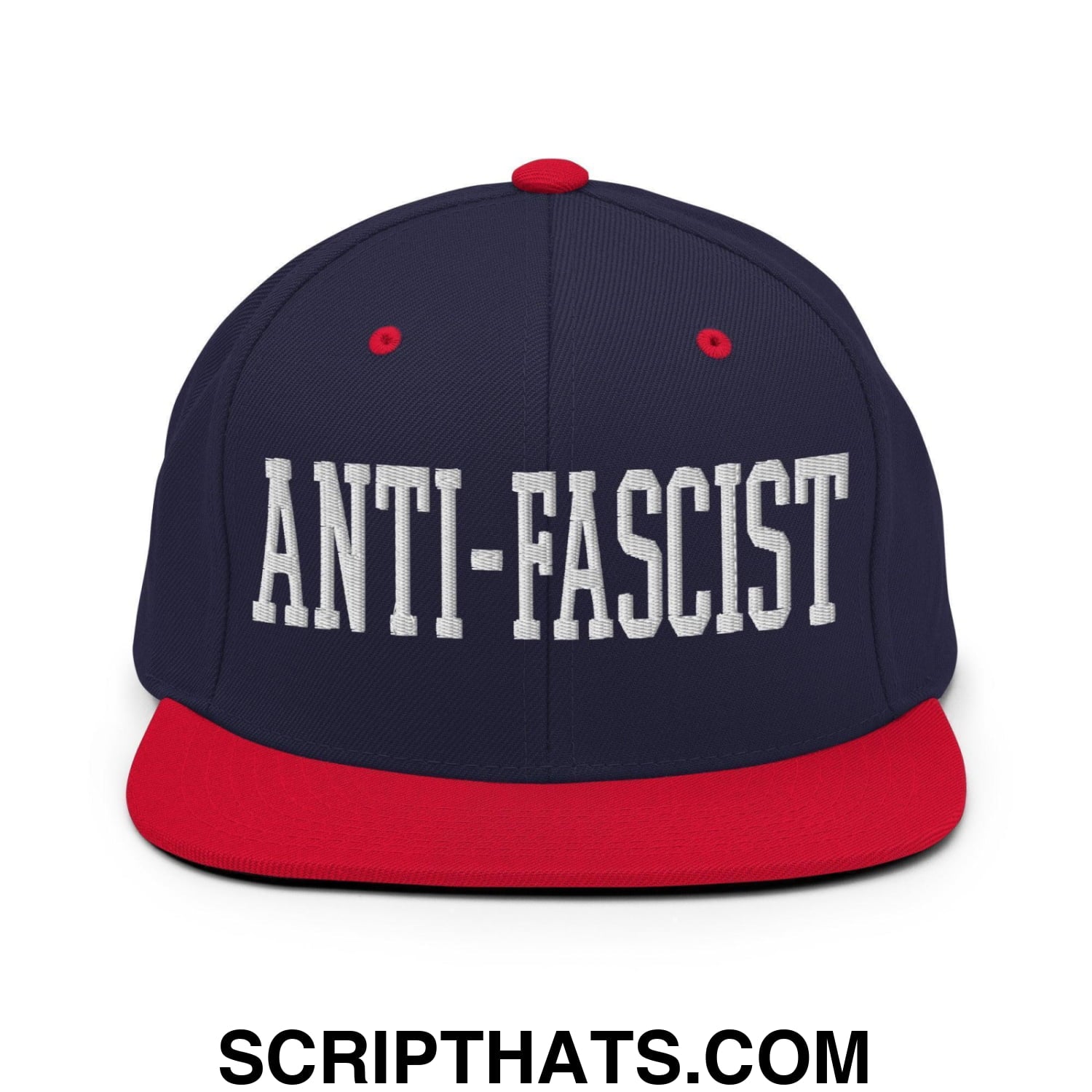 Anti-Fascist Block Snapback Hat Navy Red