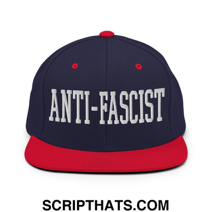 Anti-Fascist Block Snapback Hat Navy Red