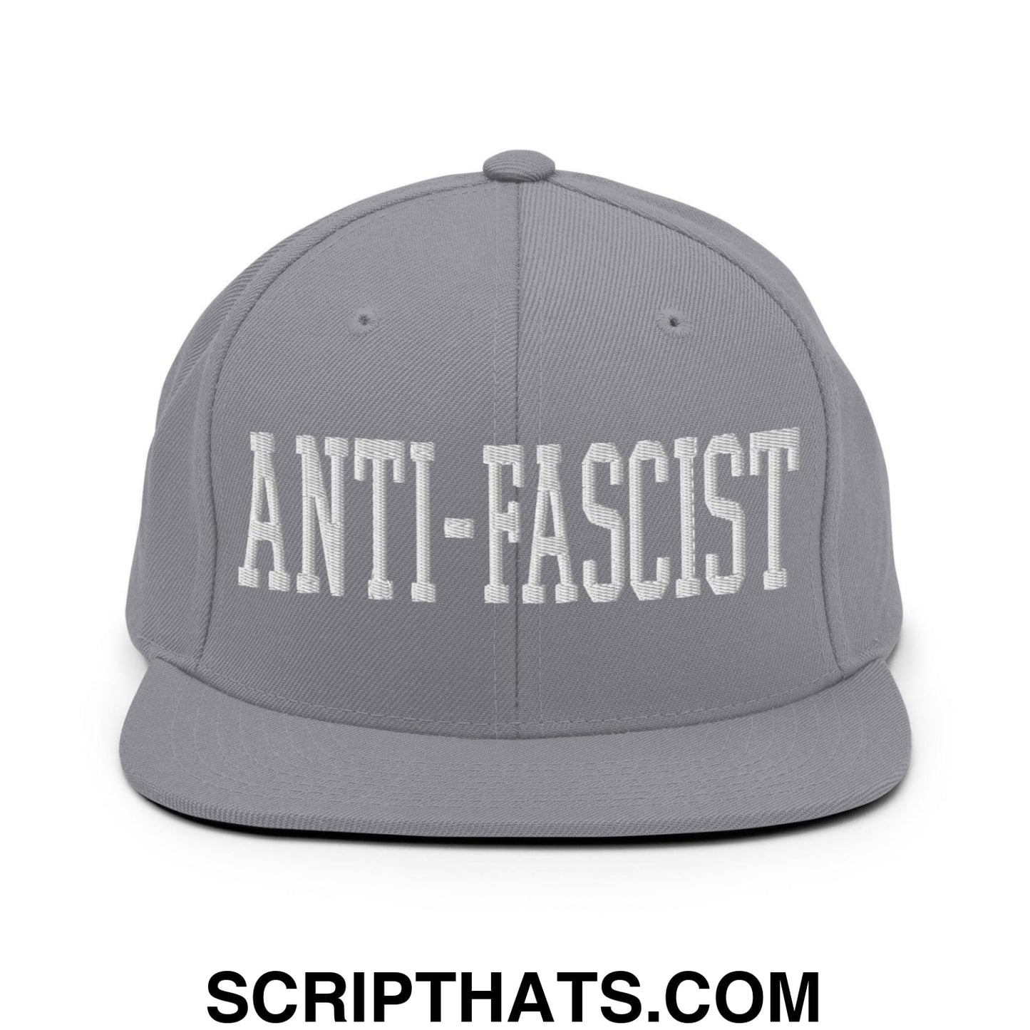 Anti-Fascist Block Snapback Hat Silver