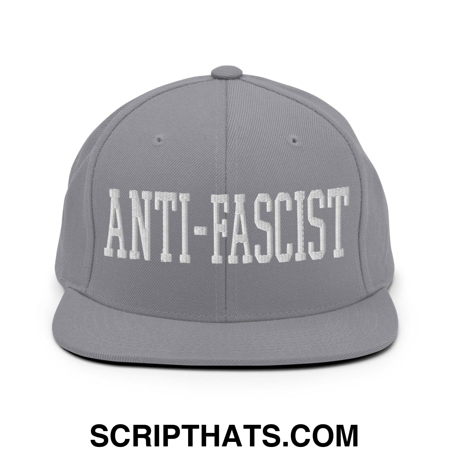 Anti-Fascist Block Snapback Hat Silver