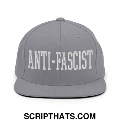 Anti-Fascist Block Snapback Hat Silver