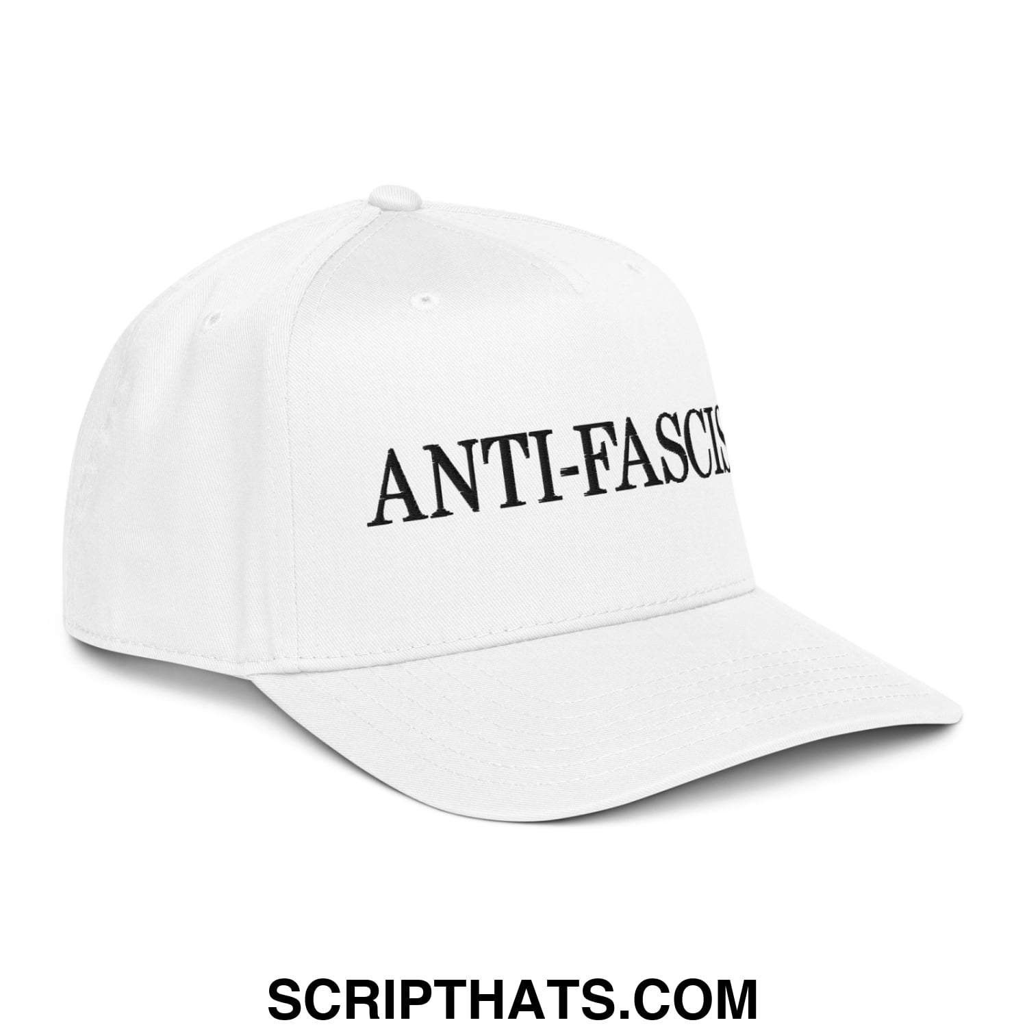 Anti-Fascist Embroidered Baseball Snapback Hat White