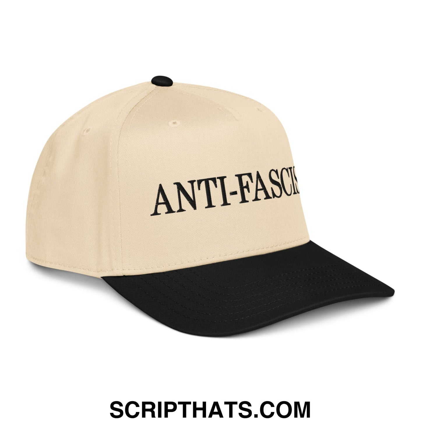 Anti-Fascist Embroidered Baseball Snapback Hat Black Natural
