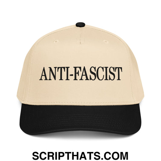 Anti-Fascist Embroidered Baseball Snapback Hat Black Natural
