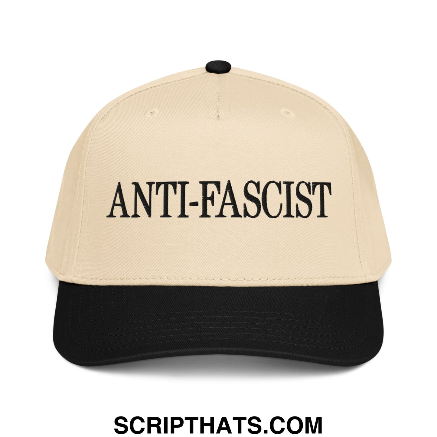 Anti-Fascist Embroidered Baseball Snapback Hat Black Natural