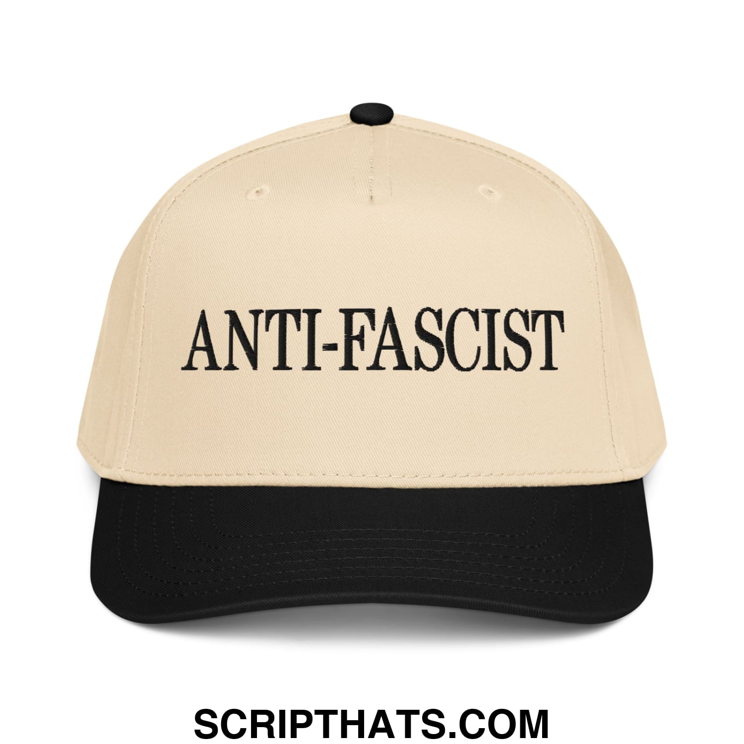 Anti-Fascist Embroidered Baseball Snapback Hat Black Natural