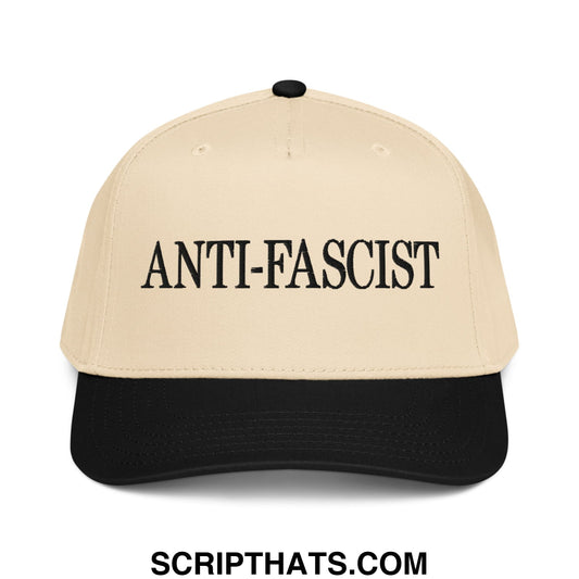 Anti-Fascist Embroidered Baseball Snapback Hat Black Natural