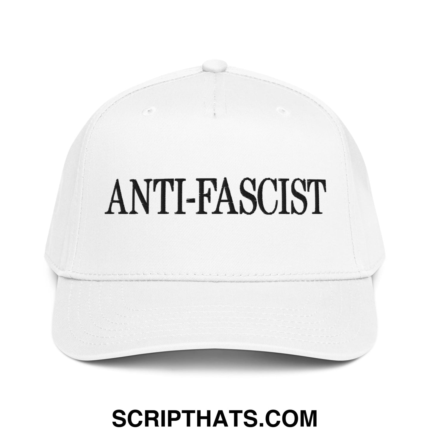 Anti-Fascist Embroidered Baseball Snapback Hat White