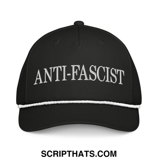Anti-Fascist Embroidered Rope Hat Black White