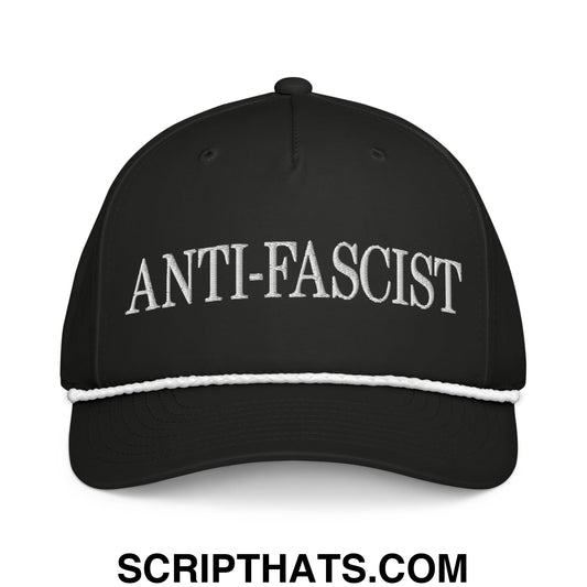 Anti-Fascist Embroidered Rope Hat Black White