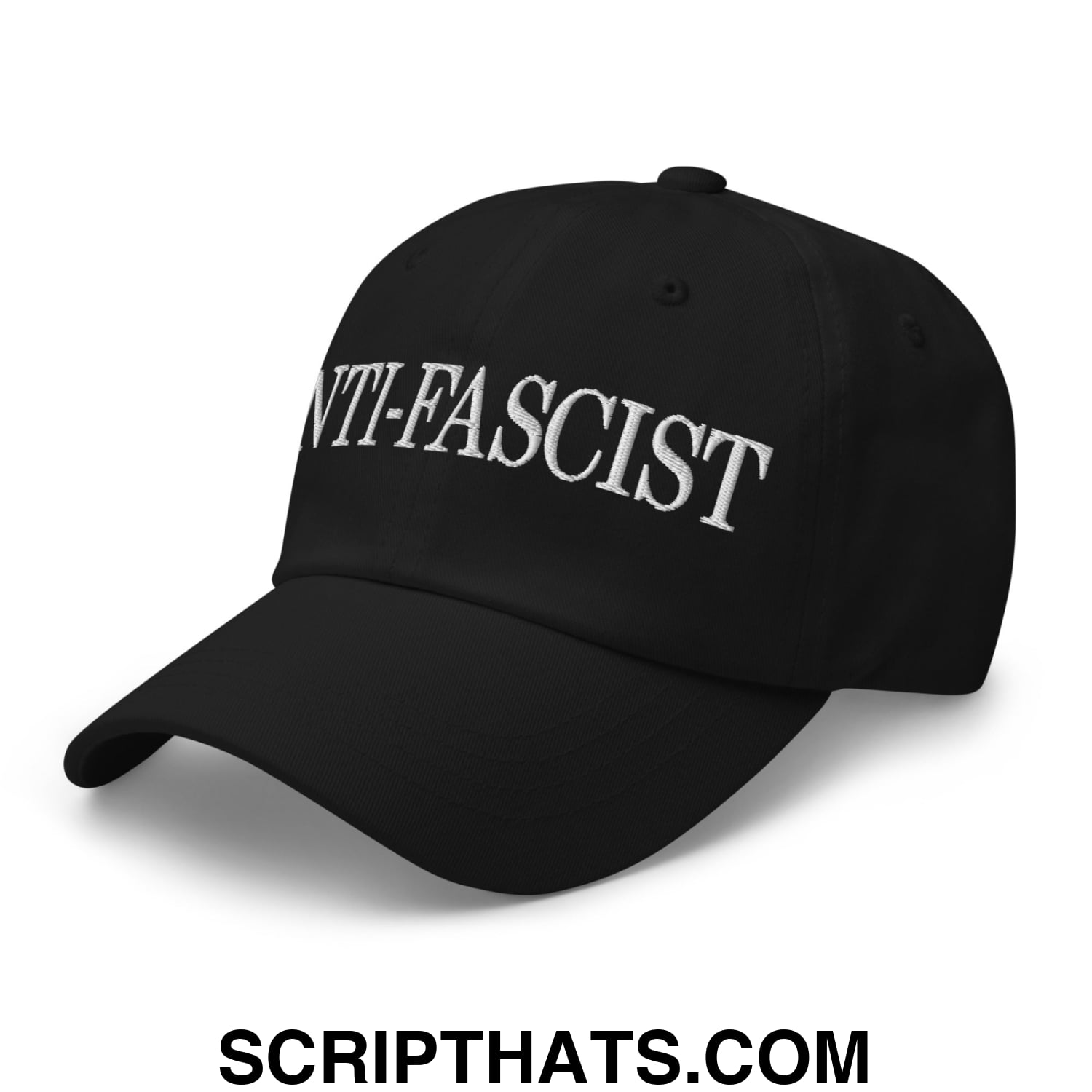 Anti-Fascist Embroidered Unstructured Dad Hat Black