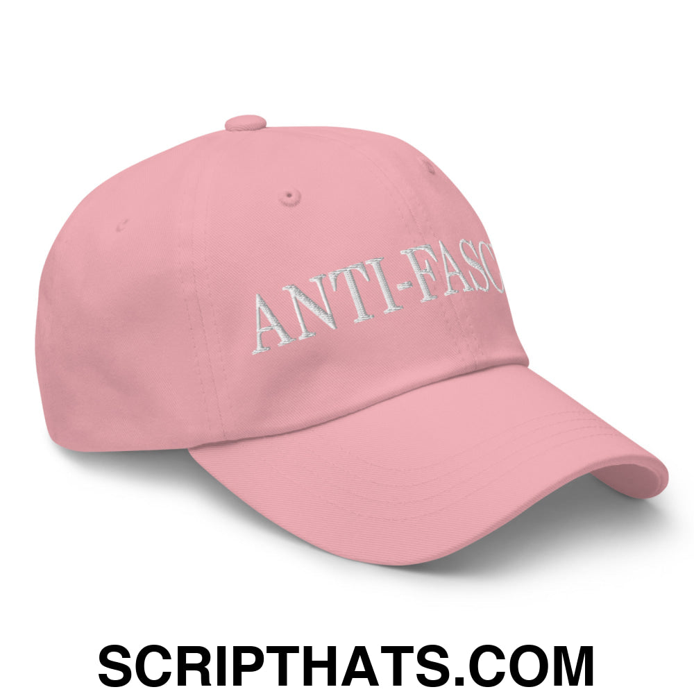 Anti-Fascist Embroidered Unstructured Dad Hat Pink