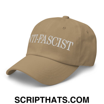 Anti-Fascist Embroidered Unstructured Dad Hat Khaki