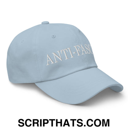 Anti-Fascist Embroidered Unstructured Dad Hat Light Blue