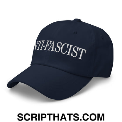 Anti-Fascist Embroidered Unstructured Dad Hat Navy