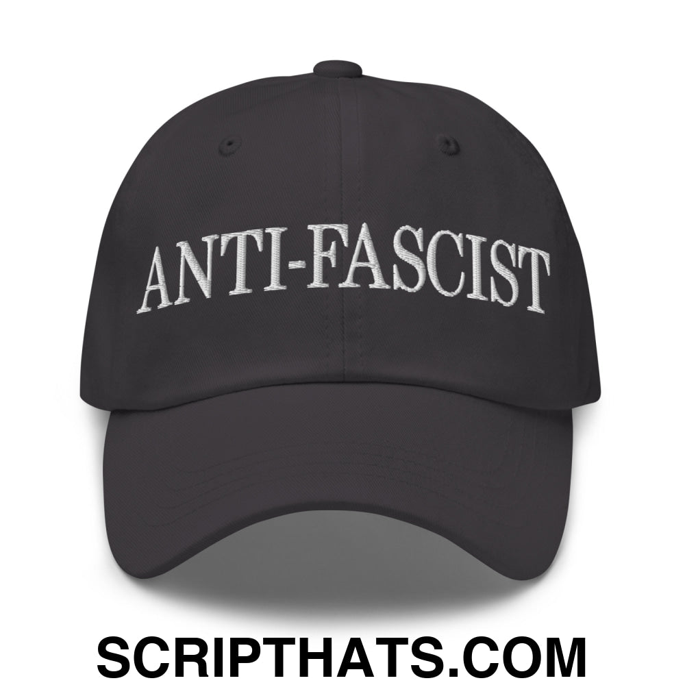 Anti-Fascist Embroidered Unstructured Dad Hat Dark Grey