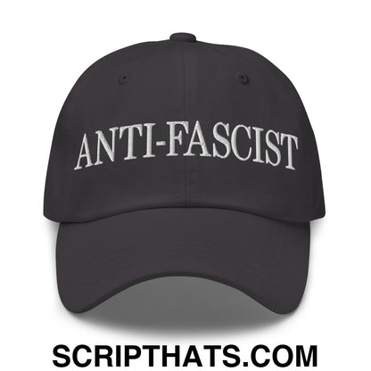 Anti-Fascist Embroidered Unstructured Dad Hat Dark Grey