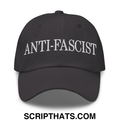Anti-Fascist Embroidered Unstructured Dad Hat Dark Grey