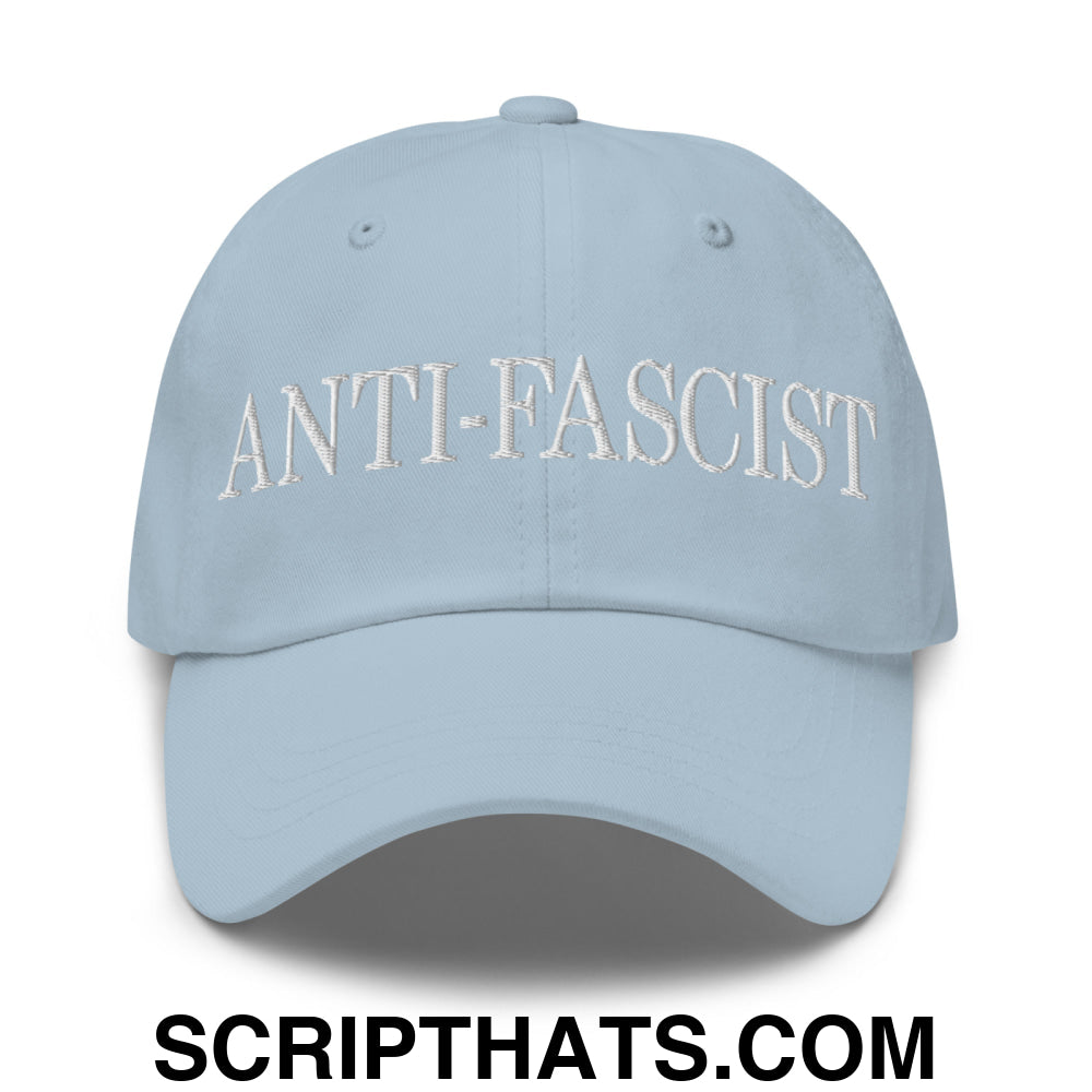 Anti-Fascist Embroidered Unstructured Dad Hat Light Blue