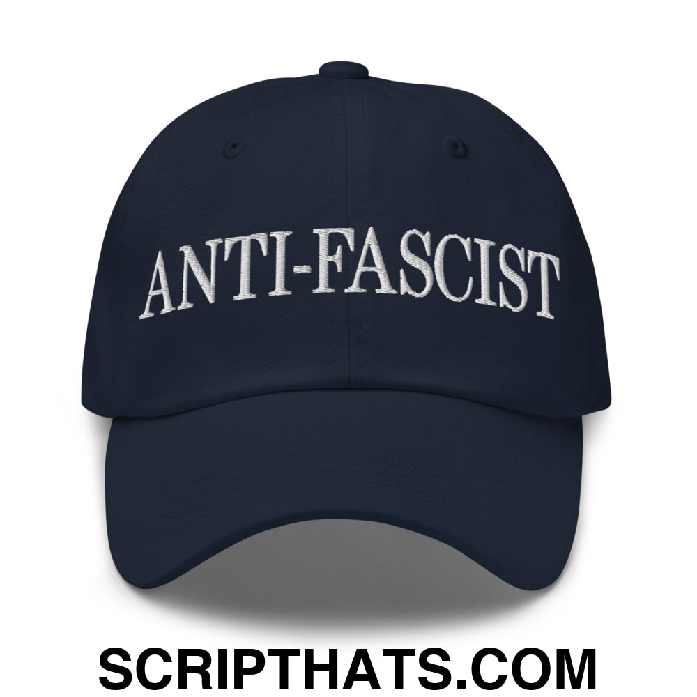 Anti-Fascist Embroidered Unstructured Dad Hat Navy