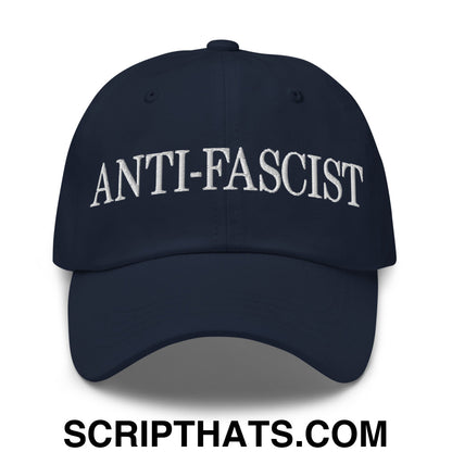 Anti-Fascist Embroidered Unstructured Dad Hat Navy