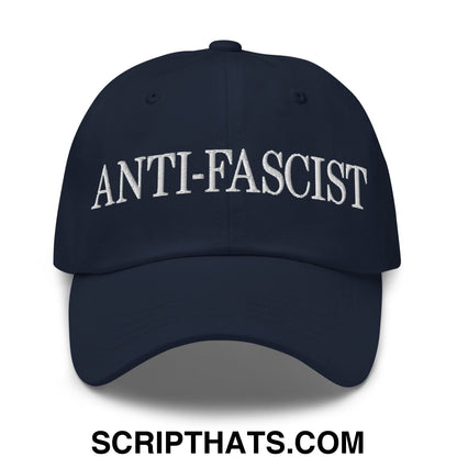 Anti-Fascist Embroidered Unstructured Dad Hat Navy