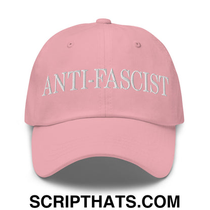 Anti-Fascist Embroidered Unstructured Dad Hat Pink