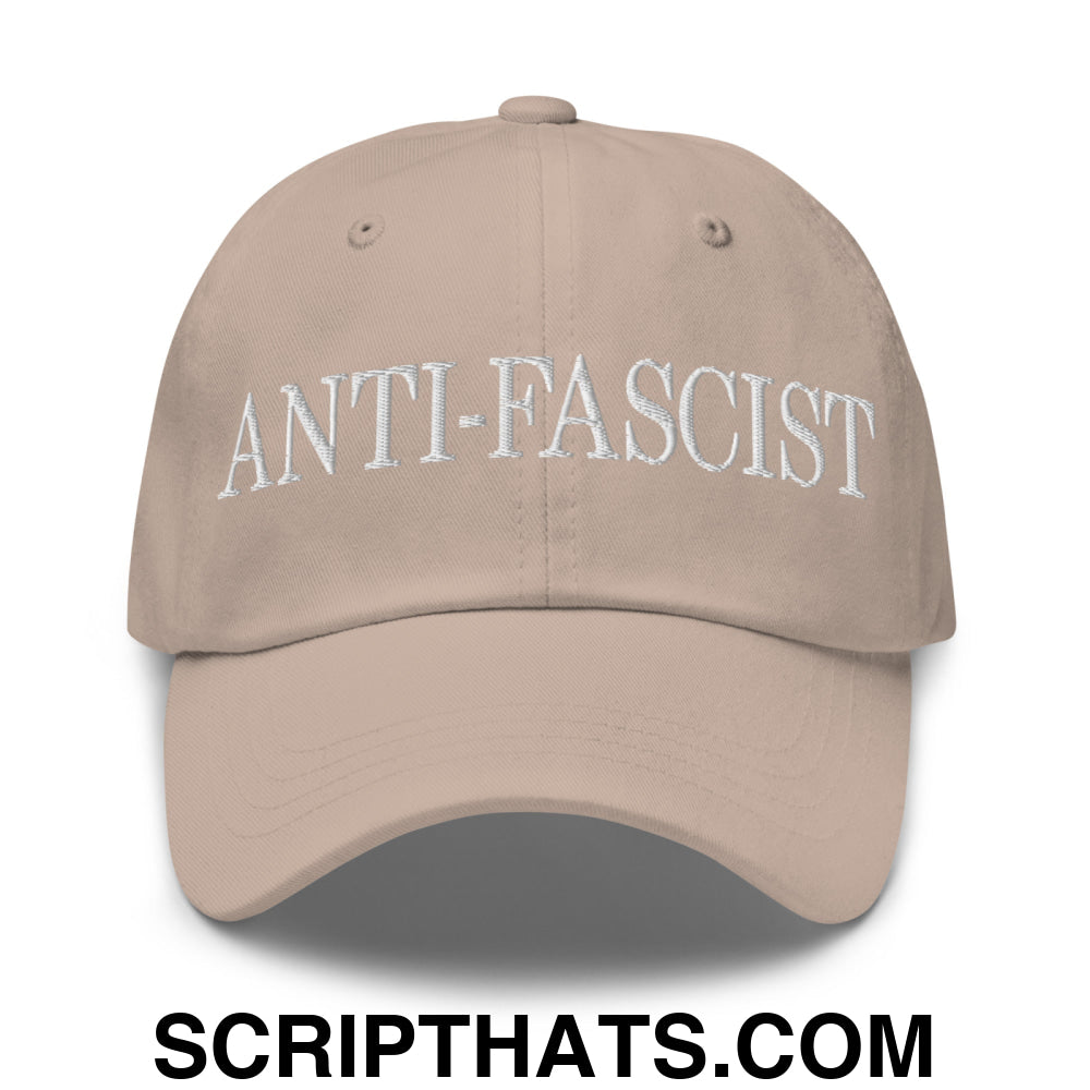 Anti-Fascist Embroidered Unstructured Dad Hat Stone