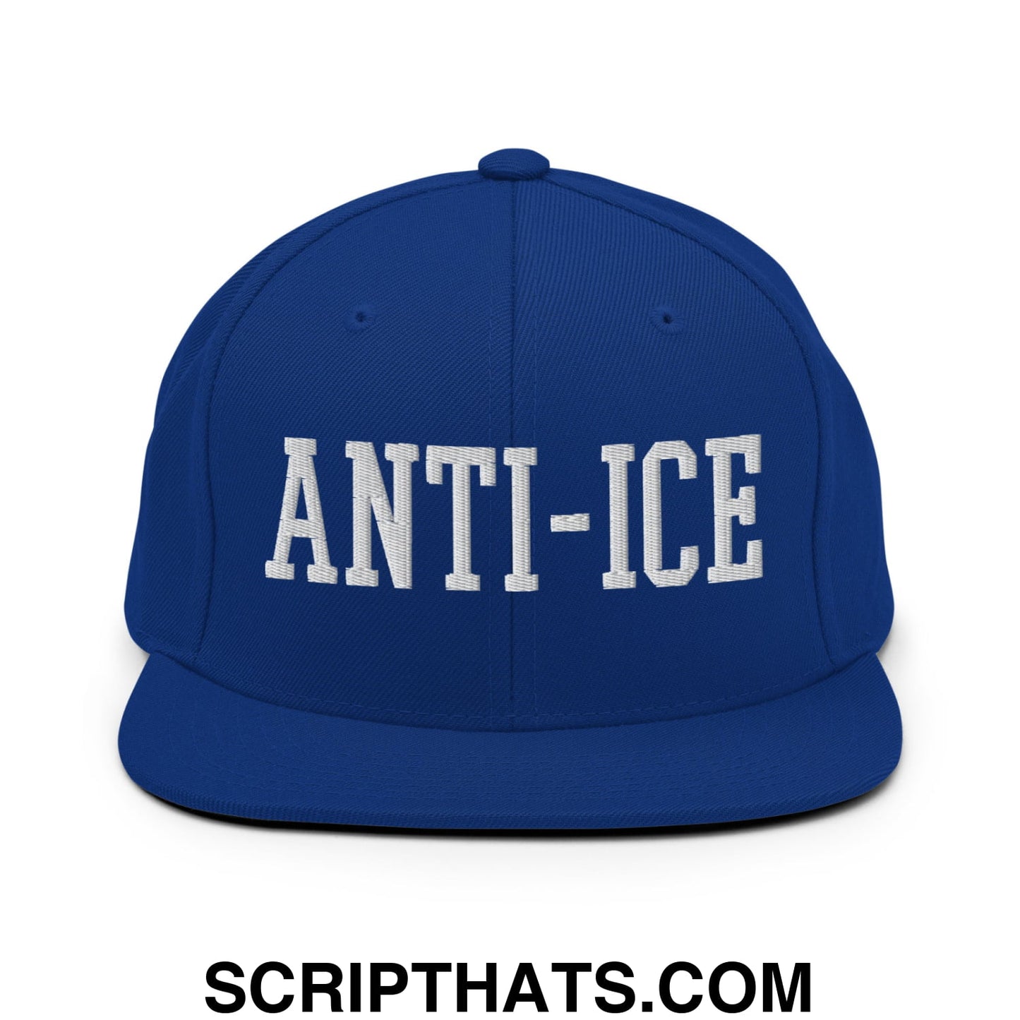 Anti-ICE Embroidered Flat Bill Brim Snapback Hat Royal Blue