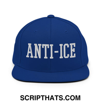 Anti-ICE Embroidered Flat Bill Brim Snapback Hat Royal Blue