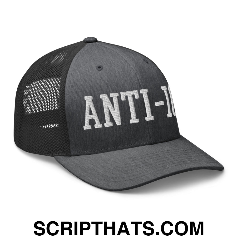 Anti-ICE Embroidered Mesh Trucker Hat Dark Heather Gray