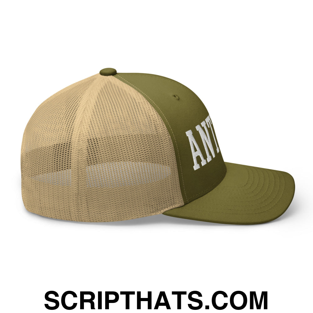 Anti-ICE Embroidered Mesh Trucker Hat Moss Khaki