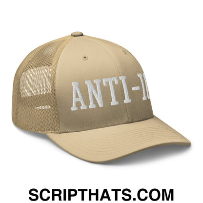 Anti-ICE Embroidered Mesh Trucker Hat Khaki
