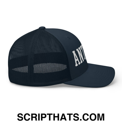 Anti-ICE Embroidered Mesh Trucker Hat Navy