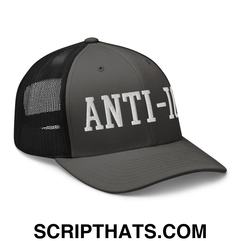 Anti-ICE Embroidered Mesh Trucker Hat Charcoal Black