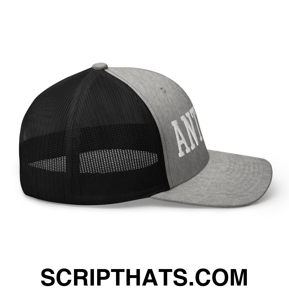 Anti-ICE Embroidered Mesh Trucker Hat Heather Black