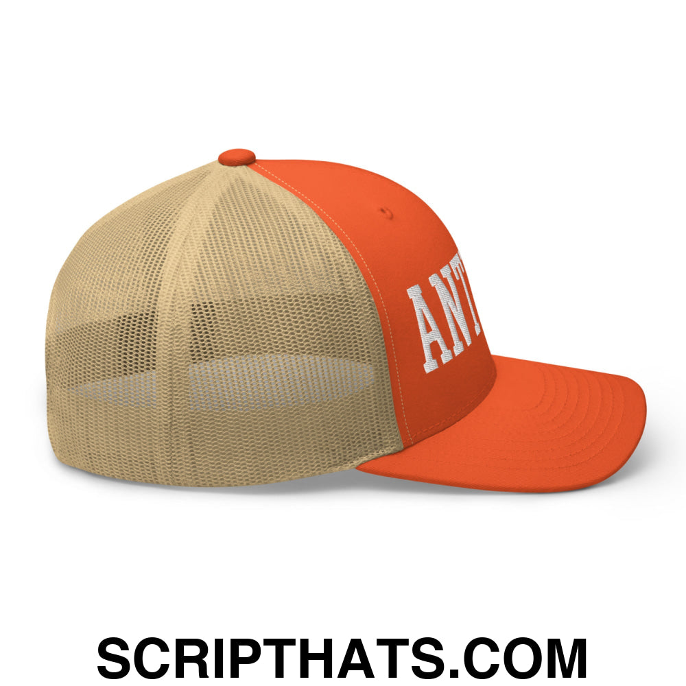 Anti-ICE Embroidered Mesh Trucker Hat Rustic Orange Khaki