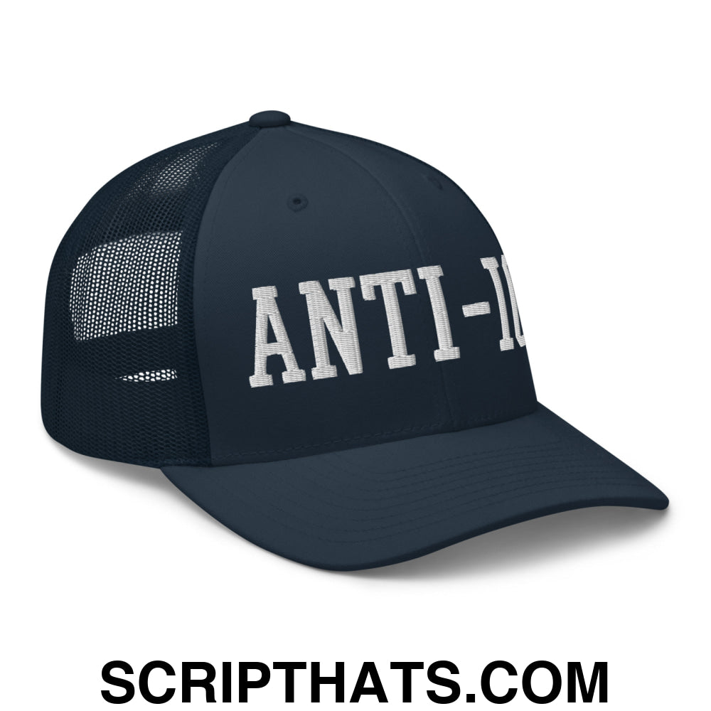 Anti-ICE Embroidered Mesh Trucker Hat Navy