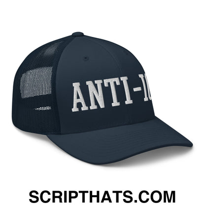 Anti-ICE Embroidered Mesh Trucker Hat Navy