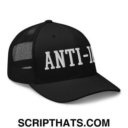 Anti-ICE Embroidered Mesh Trucker Hat Black