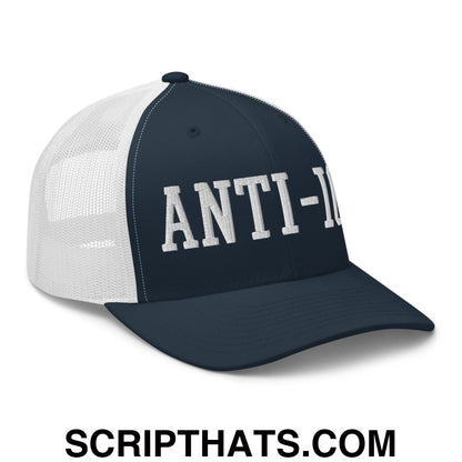 Anti-ICE Embroidered Mesh Trucker Hat Navy White