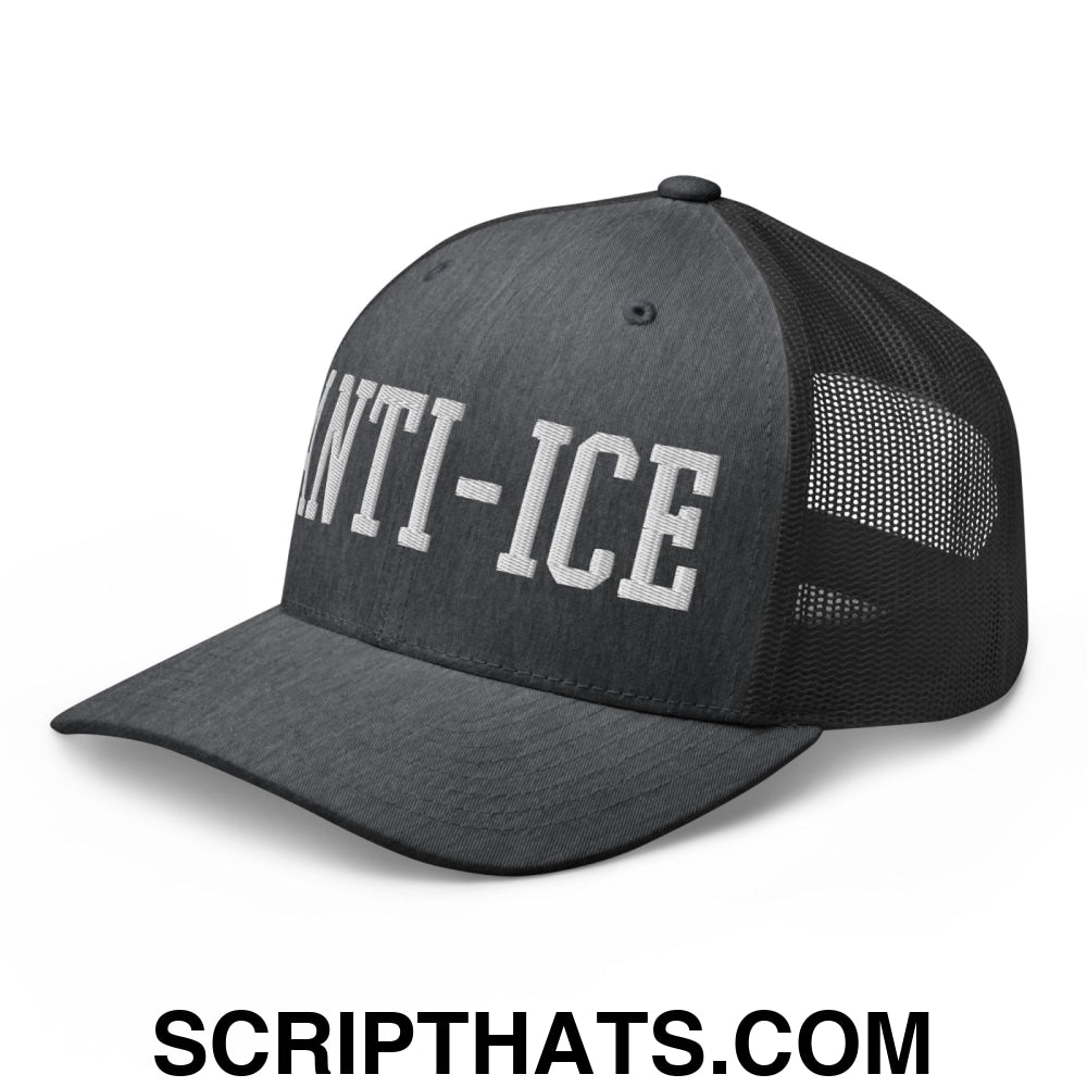 Anti-ICE Embroidered Mesh Trucker Hat Dark Heather Gray