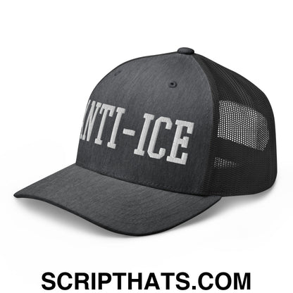 Anti-ICE Embroidered Mesh Trucker Hat Dark Heather Gray