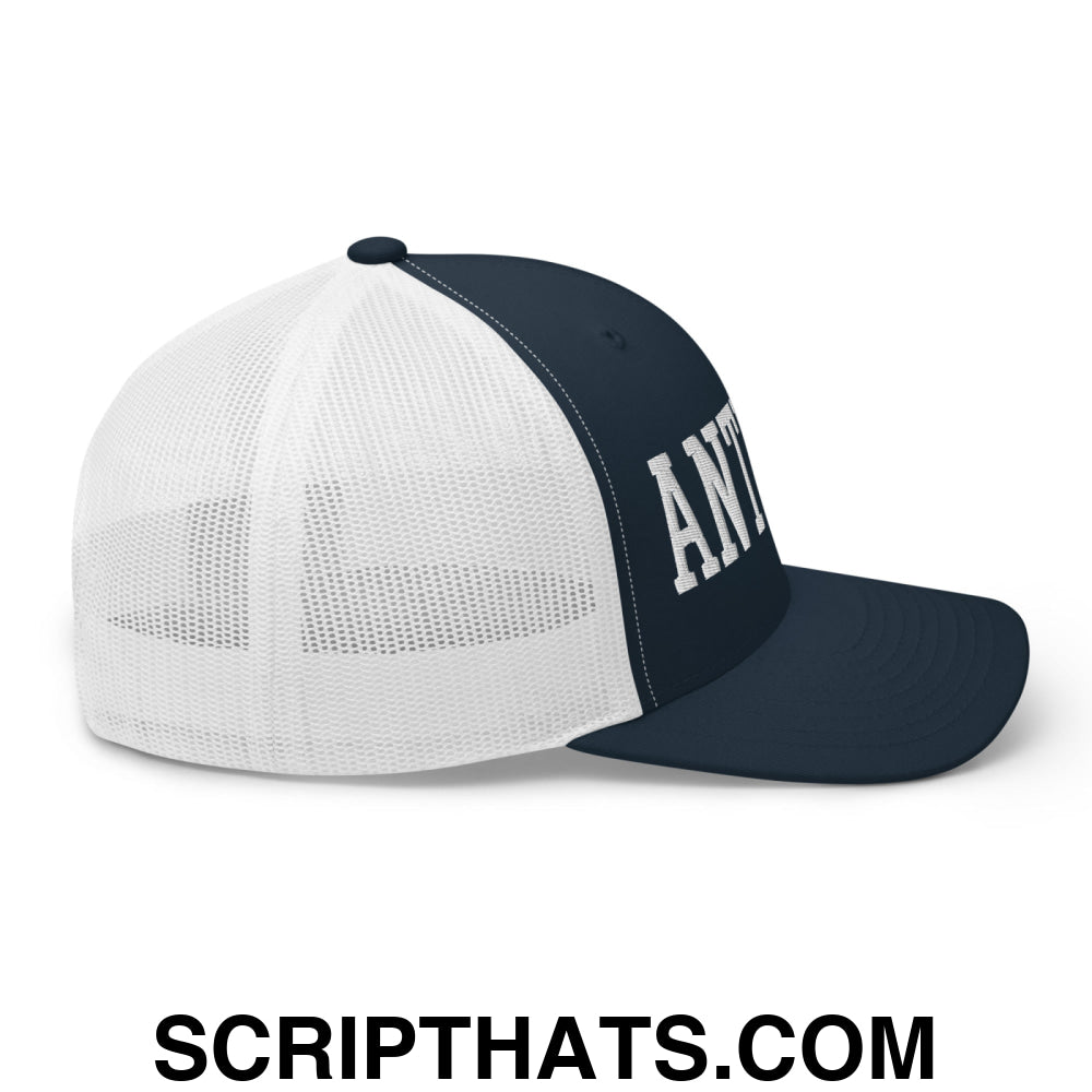 Anti-ICE Embroidered Mesh Trucker Hat Navy White