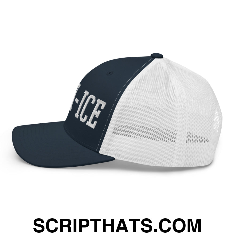 Anti-ICE Embroidered Mesh Trucker Hat Navy White