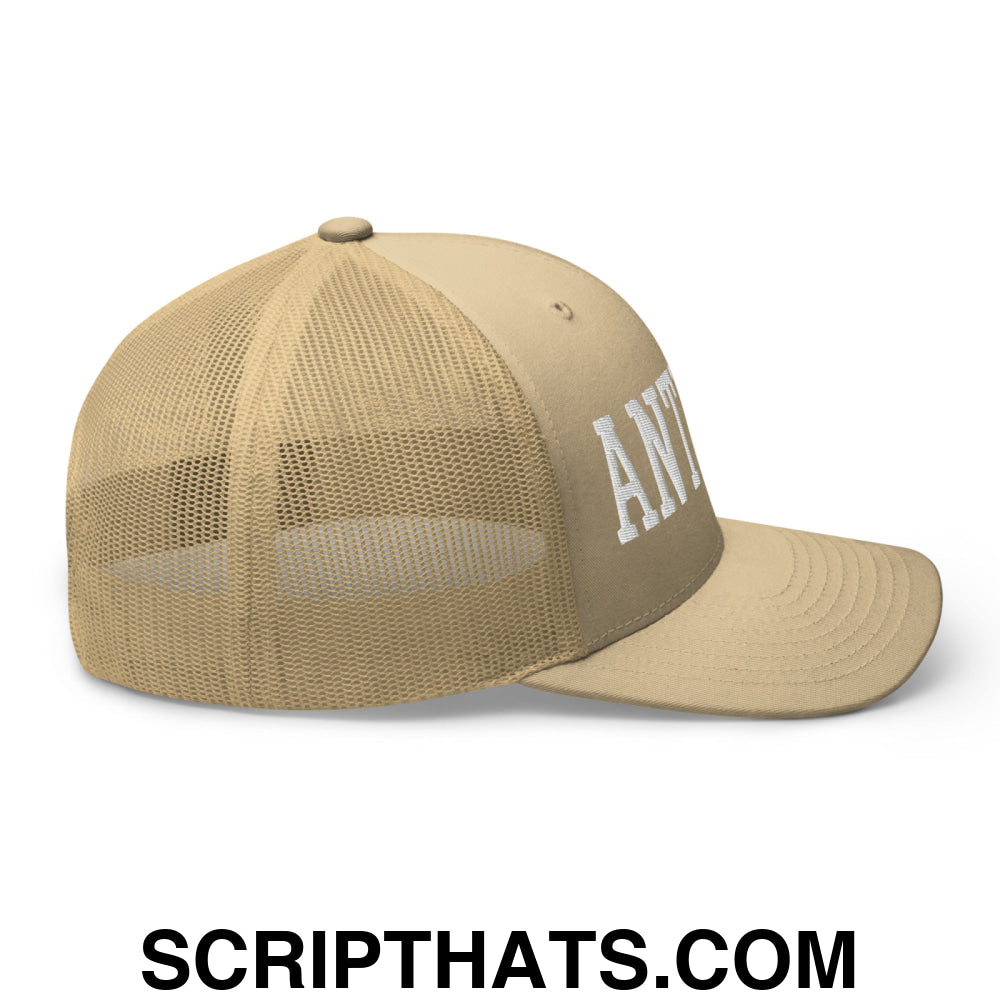 Anti-ICE Embroidered Mesh Trucker Hat Khaki