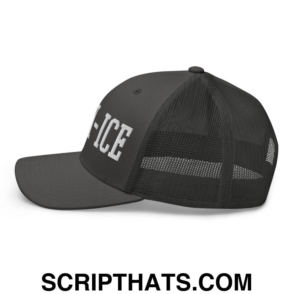 Anti-ICE Embroidered Mesh Trucker Hat Charcoal