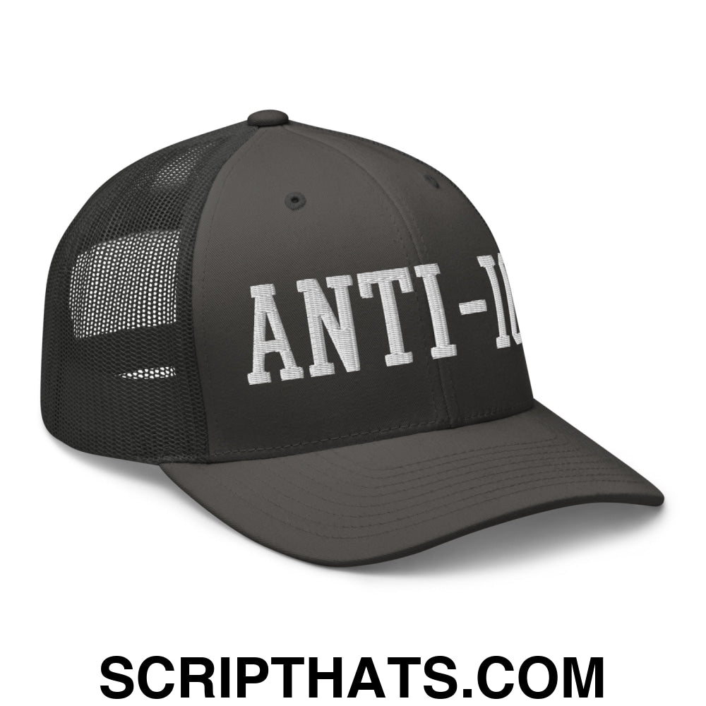 Anti-ICE Embroidered Mesh Trucker Hat Charcoal